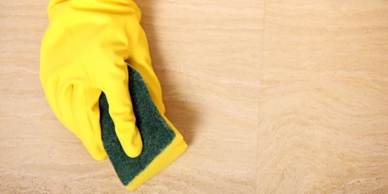 Scrubbing laminate floor