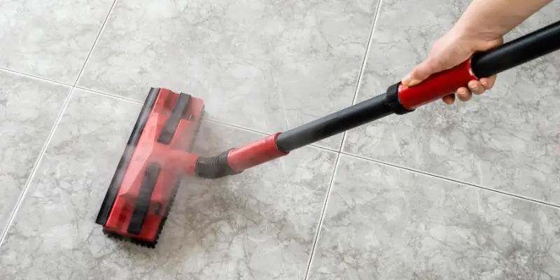 Cleaning floors with steam mop