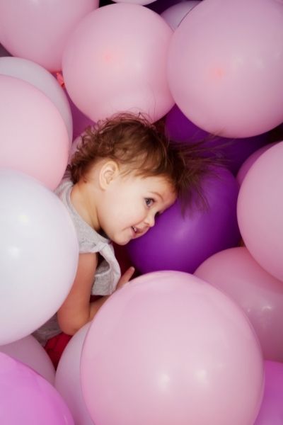 Young Childs Hair With Balloons Static Electricity