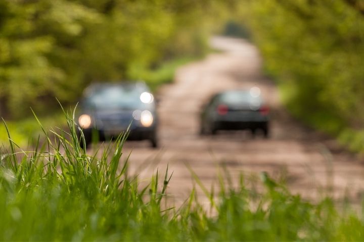 Grass With Cars On A Background