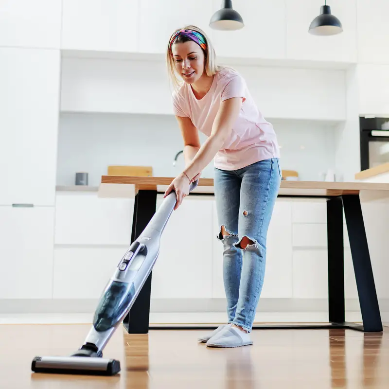 Woman Uses Steam Mop